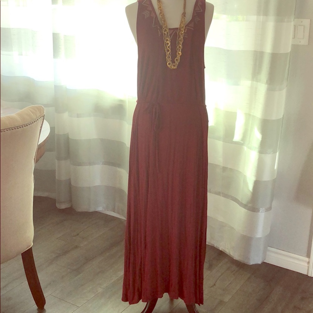 Burgundy cotton dress